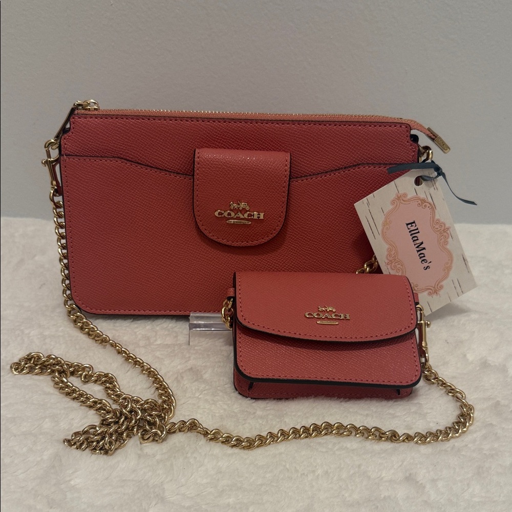 Coach Poppy Taffy Pink Leather Crossbody w/Card Case NWOT - Picture 5 of 10